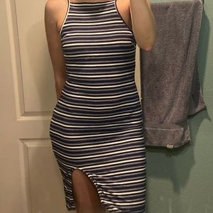 Blue & white striped dress